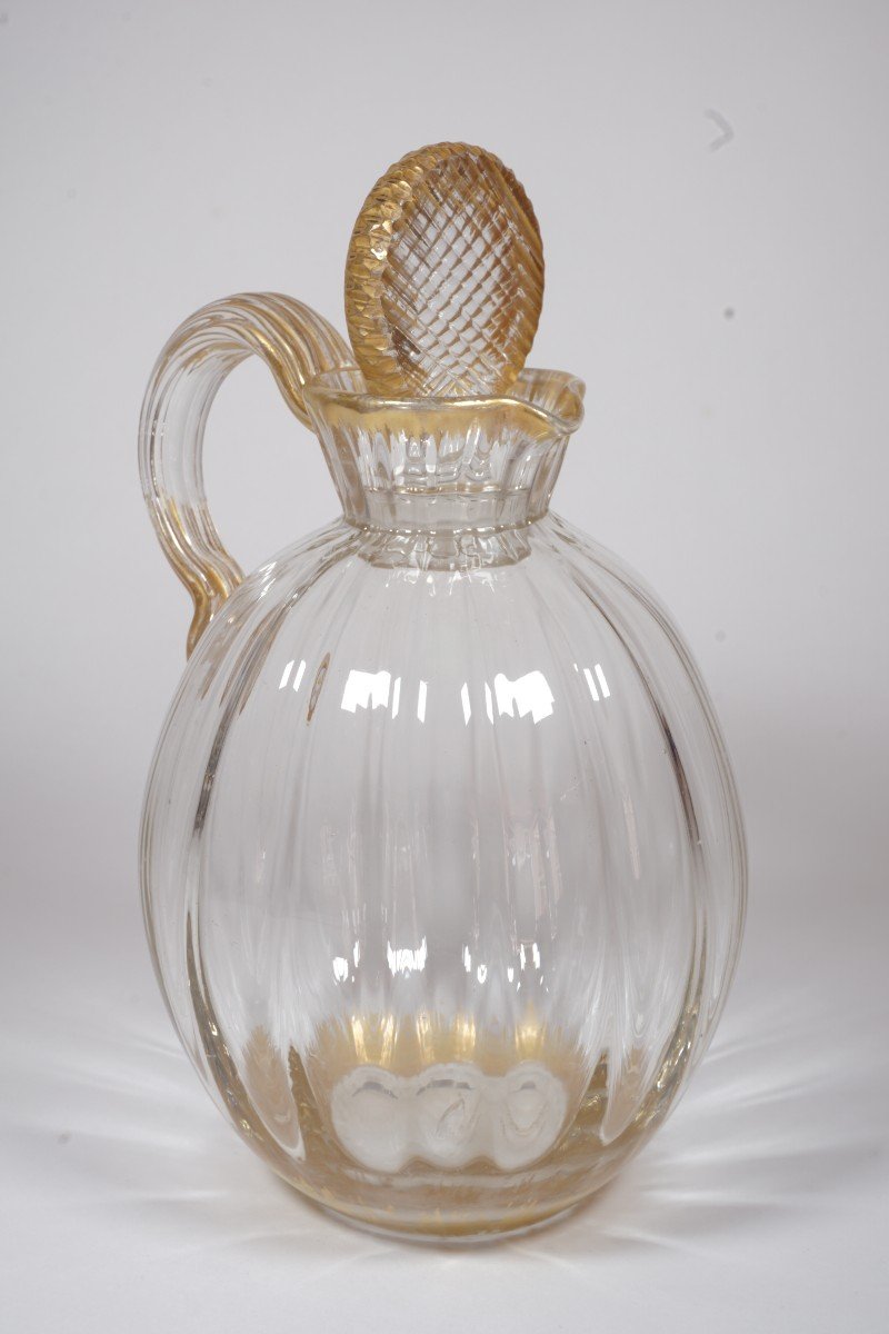 Carafe, Pitcher With Handle, Ewer Daum Glassware Signed Damon In Paris-photo-5