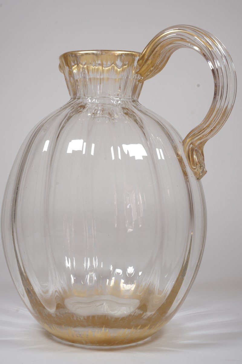 Carafe, Pitcher With Handle, Ewer Daum Glassware Signed Damon In Paris-photo-7