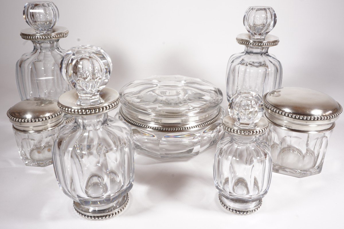 Toilet Set, Perfume Solid Silver Crystal Baccarat Malmaison-photo-1