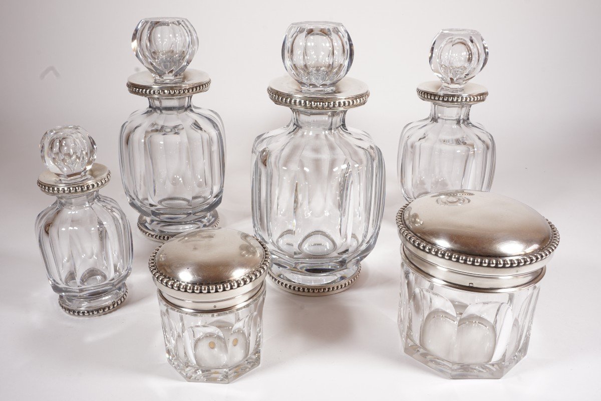 Toilet Set, Perfume Solid Silver Crystal Baccarat Malmaison-photo-3