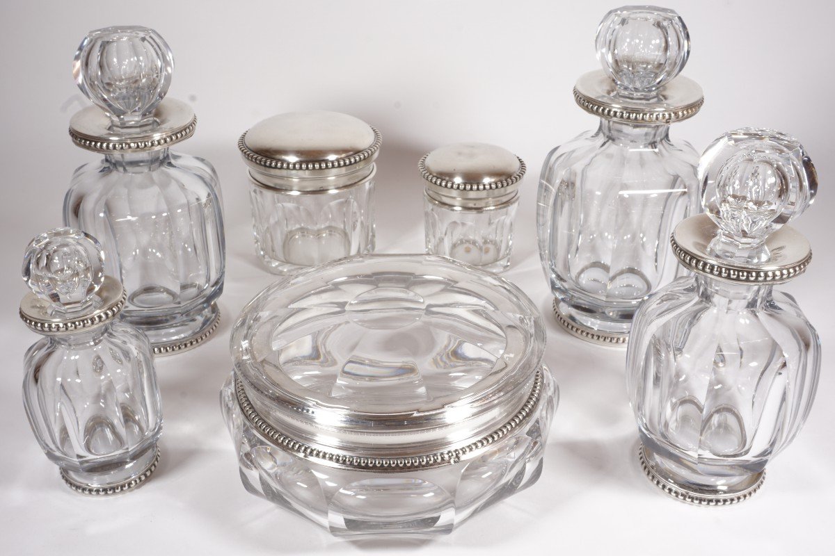 Toilet Set, Perfume Solid Silver Crystal Baccarat Malmaison-photo-5