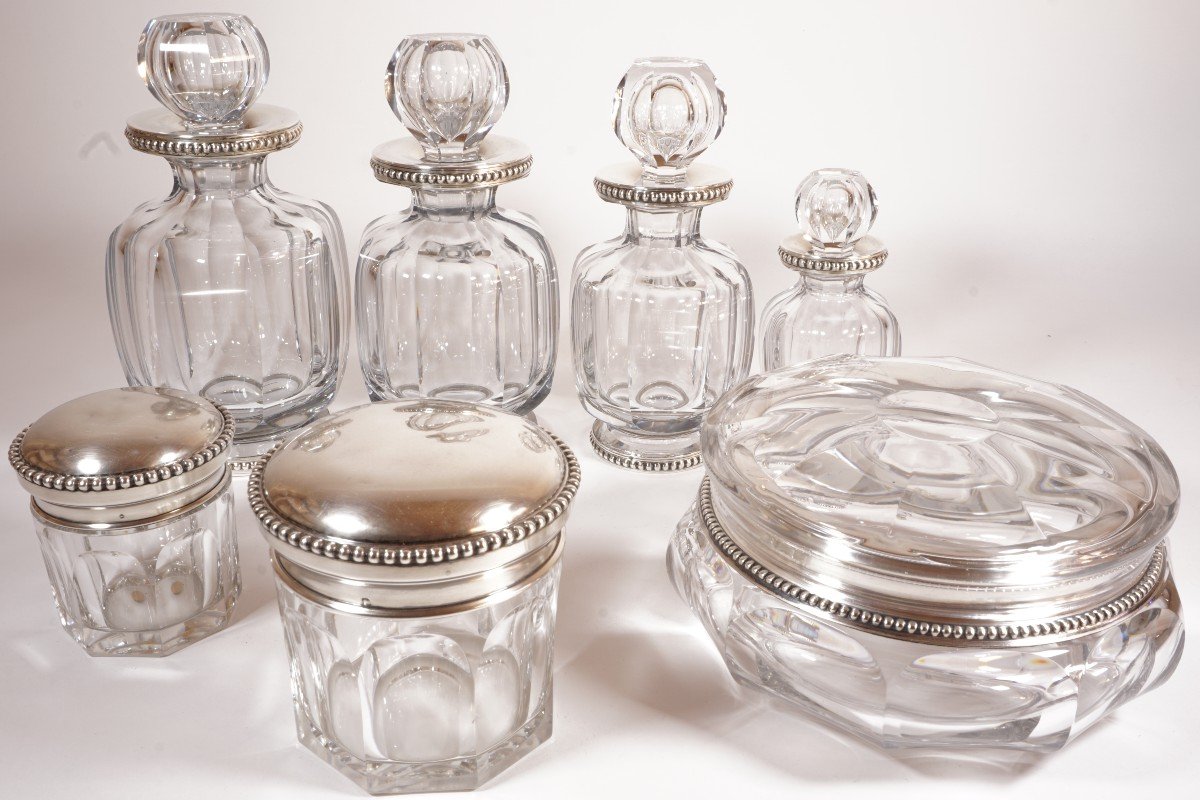 Toilet Set, Perfume Solid Silver Crystal Baccarat Malmaison-photo-8