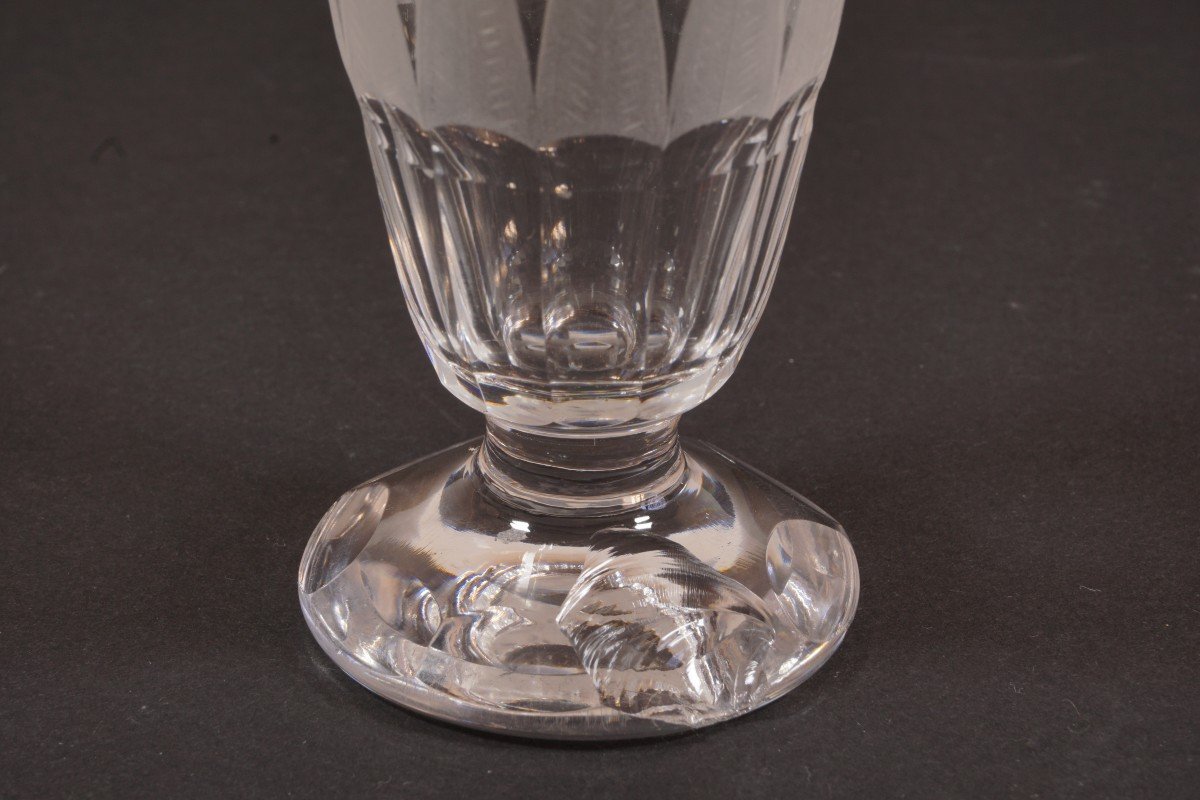 8 Verres Anciens Cristal Gravé Et Taillé XIX°-photo-6