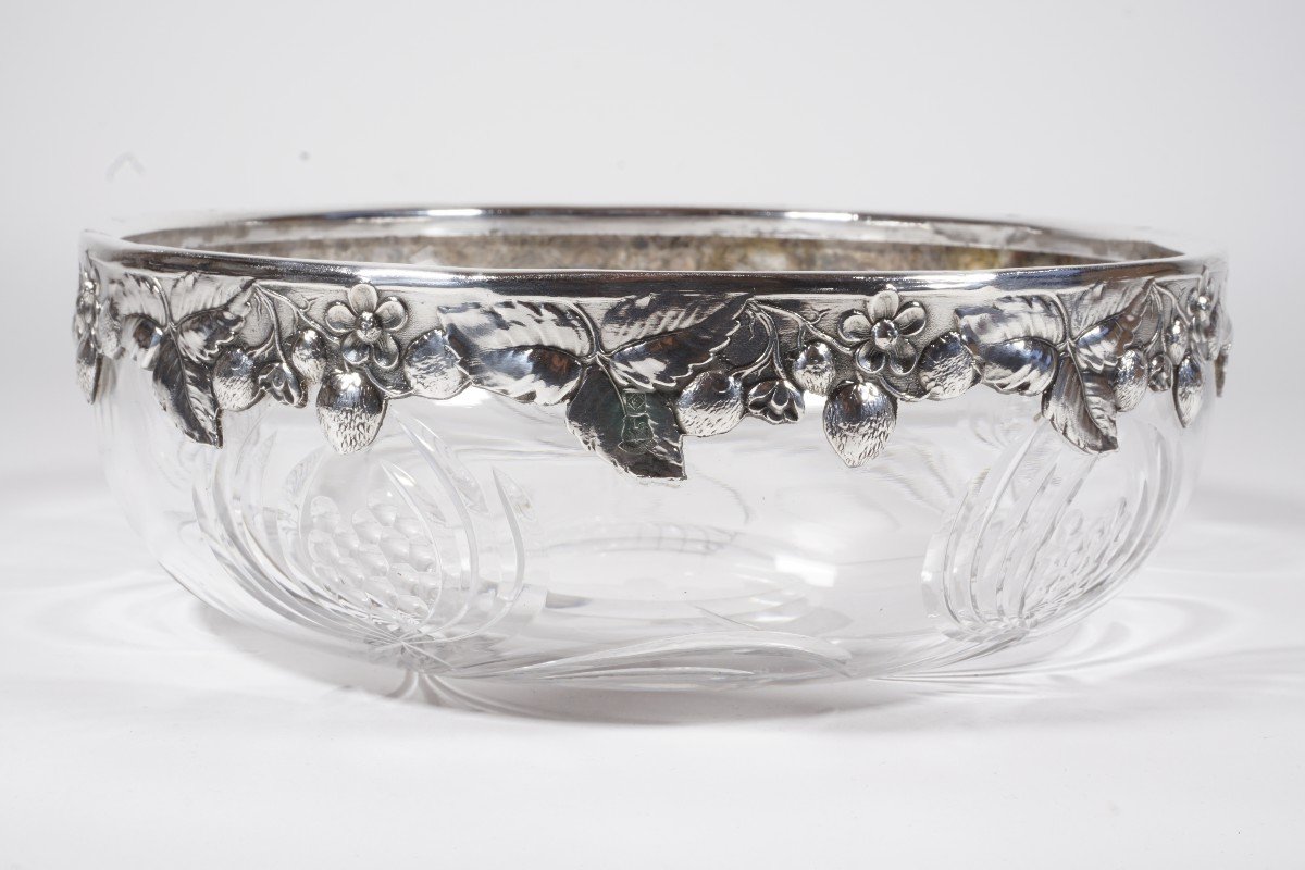 Bowl, Salad Bowl, Crystal And Silver Metal Gallia Christofle-photo-2