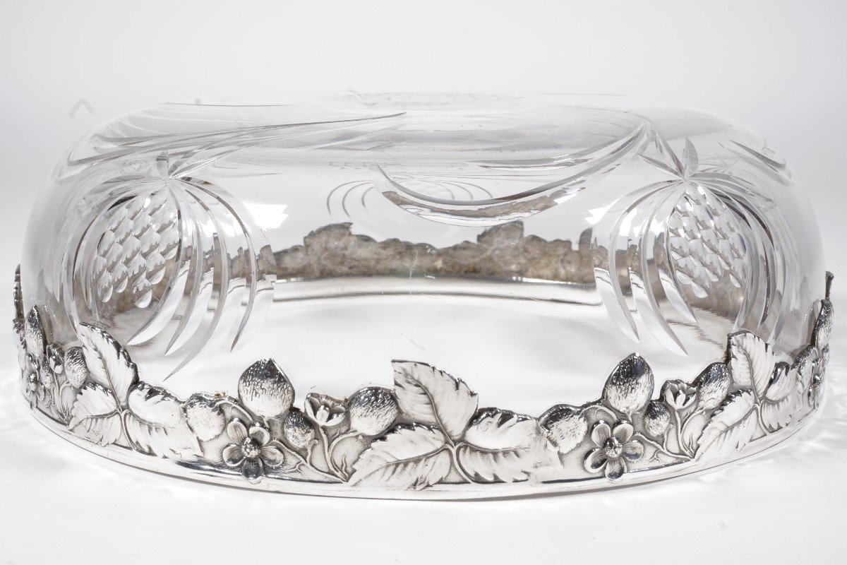 Bowl, Salad Bowl, Crystal And Silver Metal Gallia Christofle-photo-3