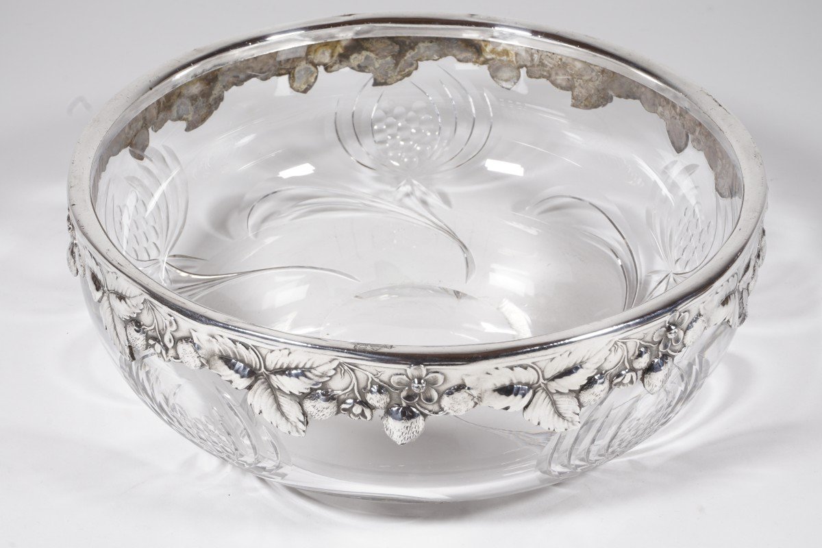 Bowl, Salad Bowl, Crystal And Silver Metal Gallia Christofle-photo-4