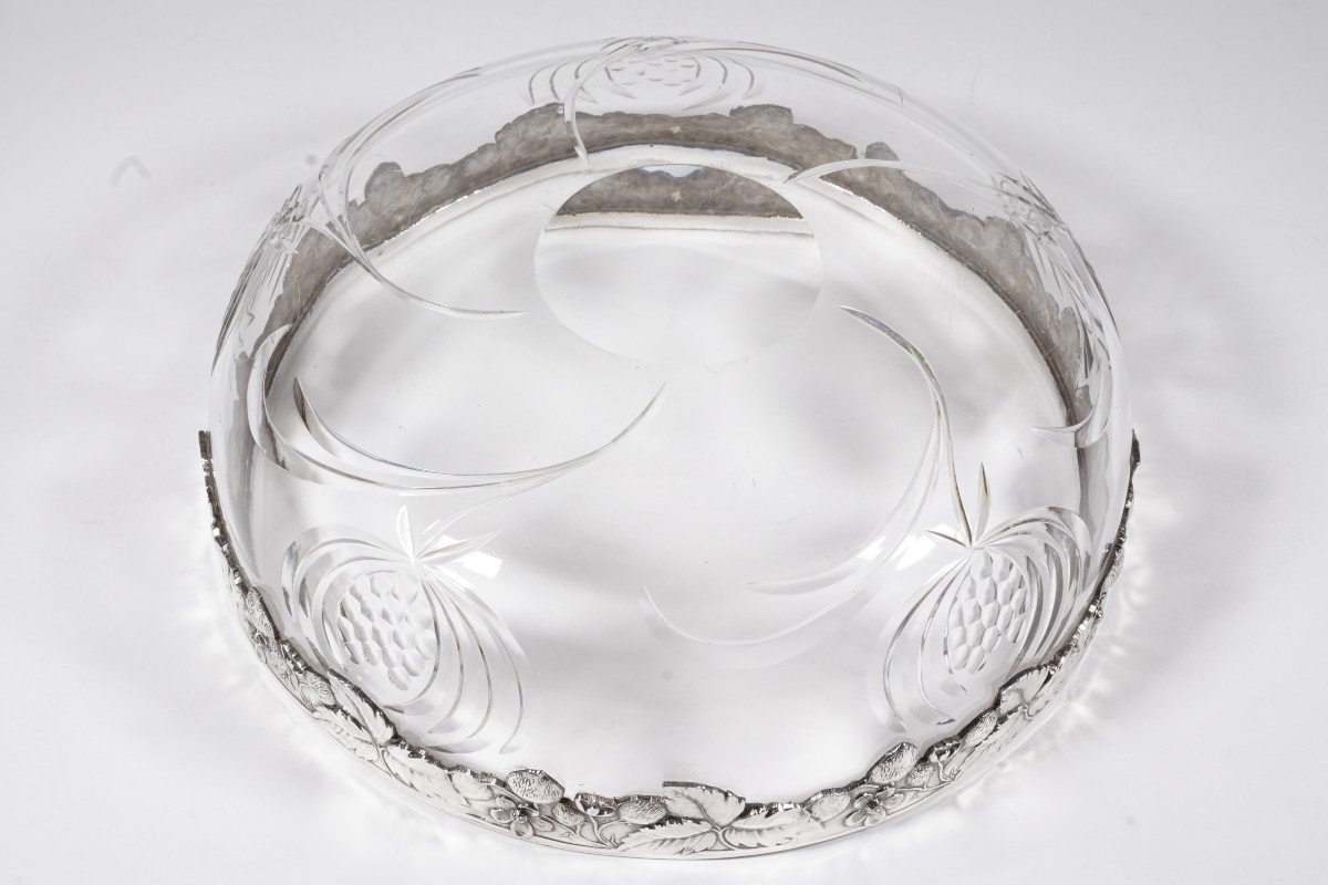 Bowl, Salad Bowl, Crystal And Silver Metal Gallia Christofle-photo-1