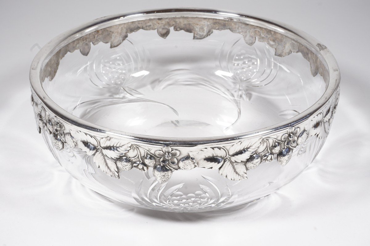 Bowl, Salad Bowl, Crystal And Silver Metal Gallia Christofle-photo-2