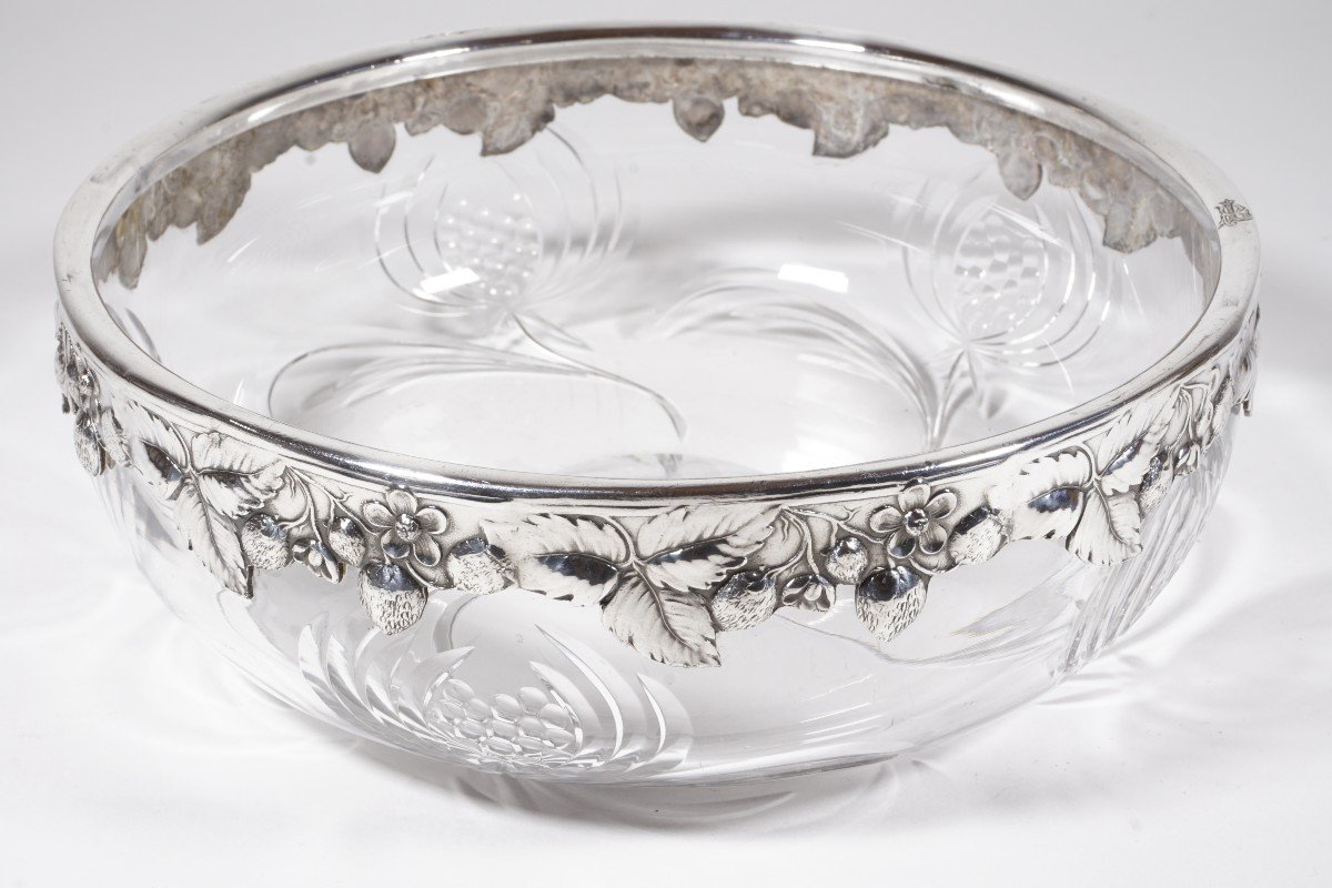 Bowl, Salad Bowl, Crystal And Silver Metal Gallia Christofle-photo-4