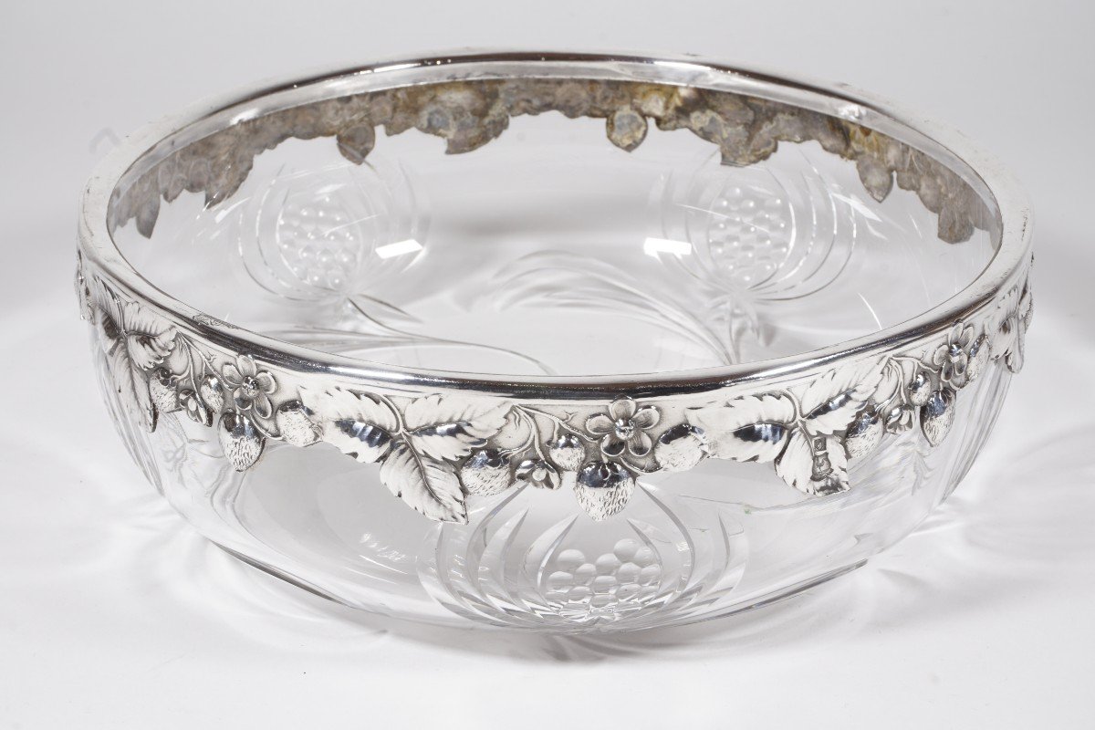 Bowl, Salad Bowl, Crystal And Silver Metal Gallia Christofle-photo-6