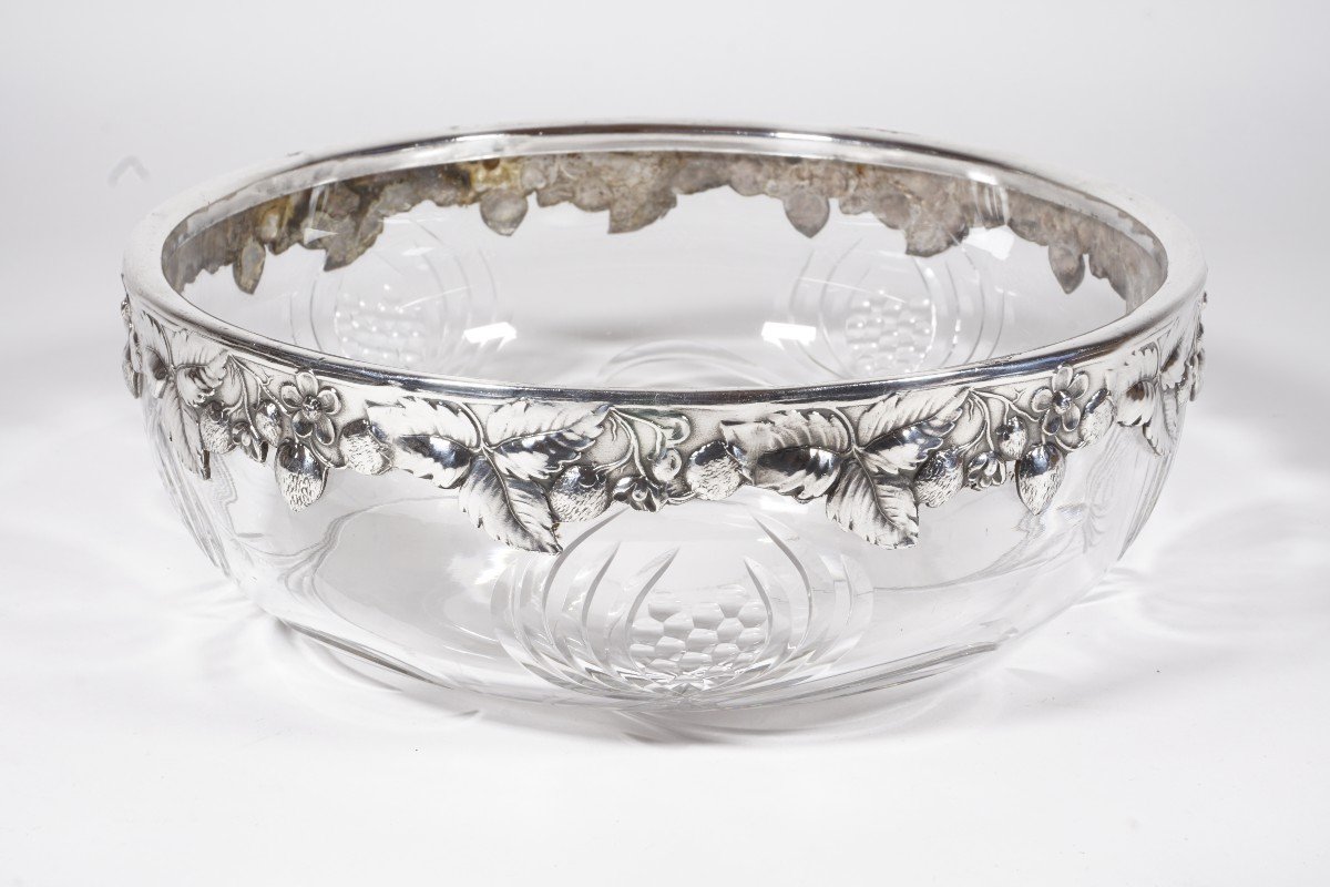 Bowl, Salad Bowl, Crystal And Silver Metal Gallia Christofle