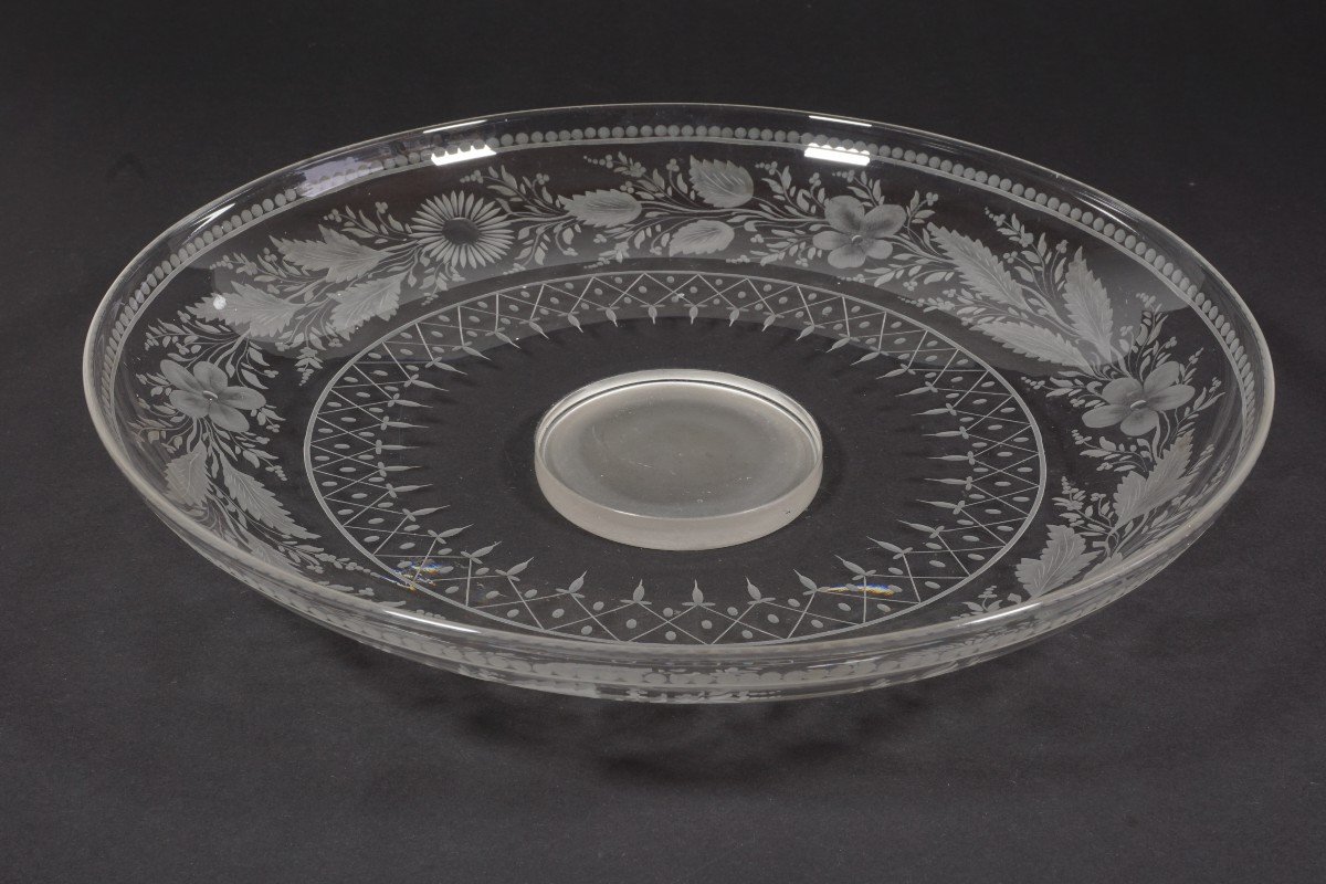 Decorative Engraved Crystal And Silver-plated Metal Bowl Cailar Bayard-photo-3