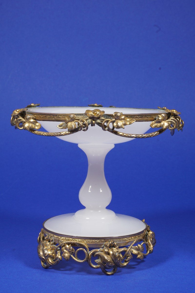 Coupe Baguier Opaline et Laiton Doré Napoléon III-photo-3