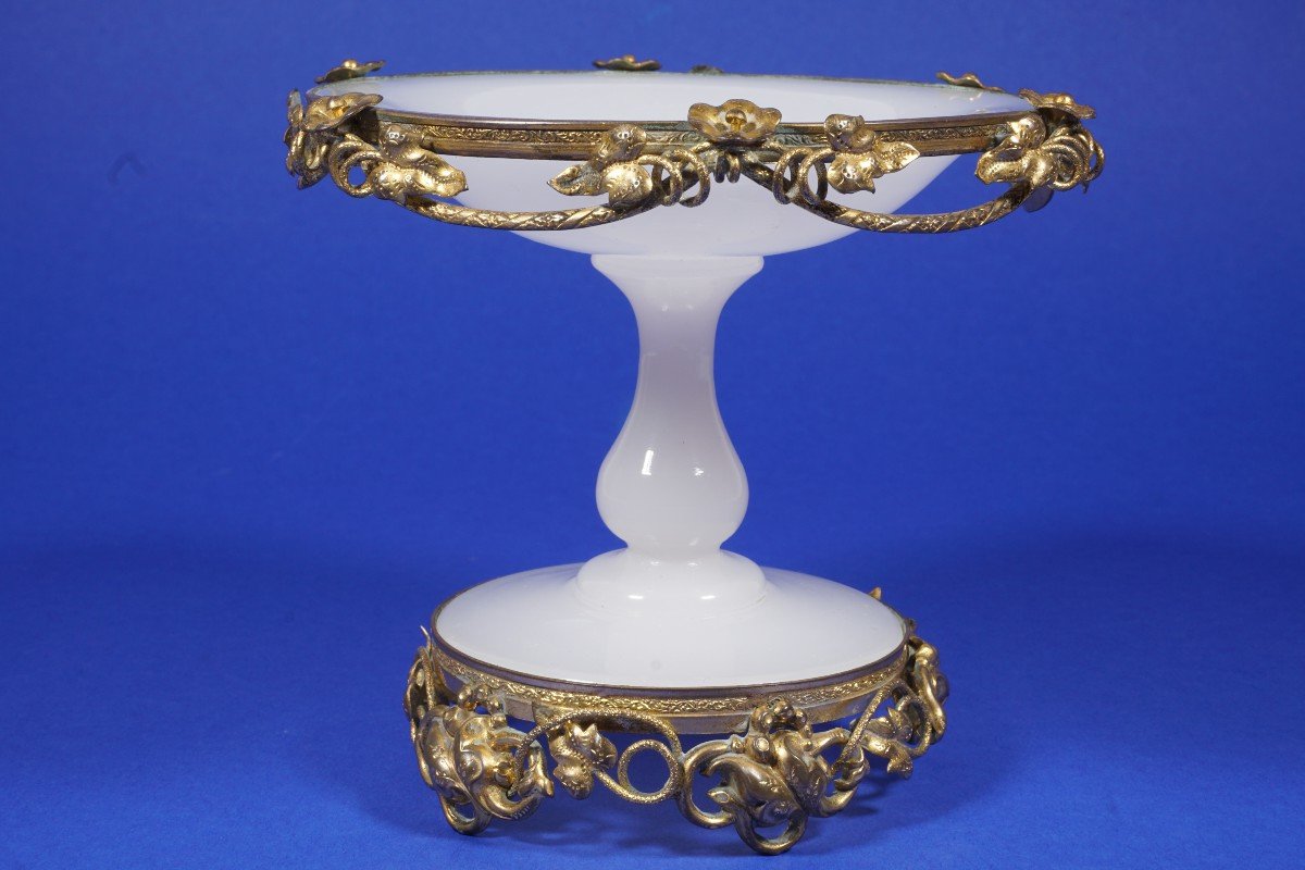 Coupe Baguier Opaline et Laiton Doré Napoléon III-photo-4