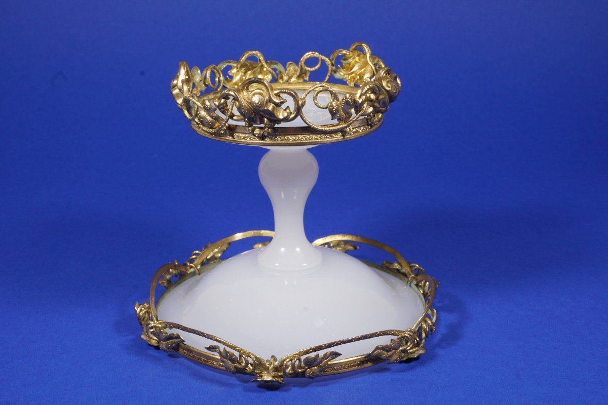 Coupe Baguier Opaline et Laiton Doré Napoléon III-photo-1