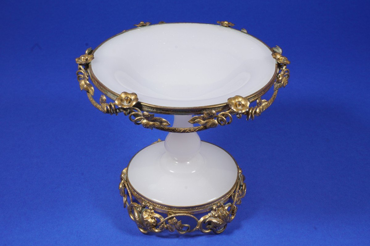 Coupe Baguier Opaline et Laiton Doré Napoléon III-photo-4