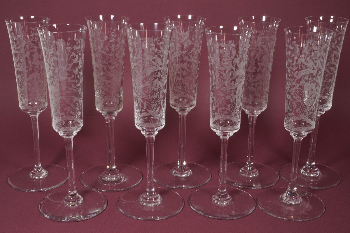 9 Flutes à Champagne Cristal Leila Baccarat Leillah