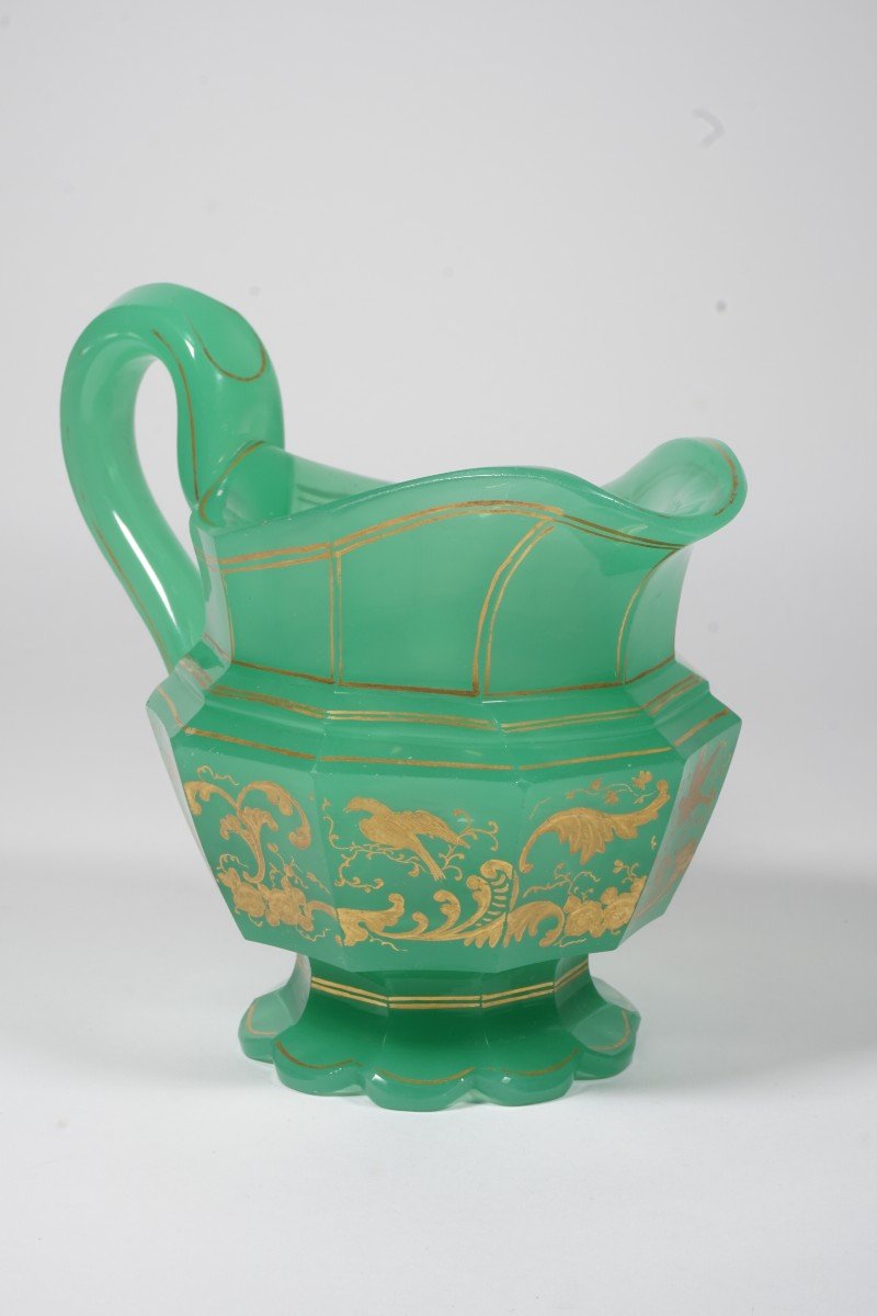 Milk Jug, Opaline Charles X Creamer, Green And Gold-photo-1