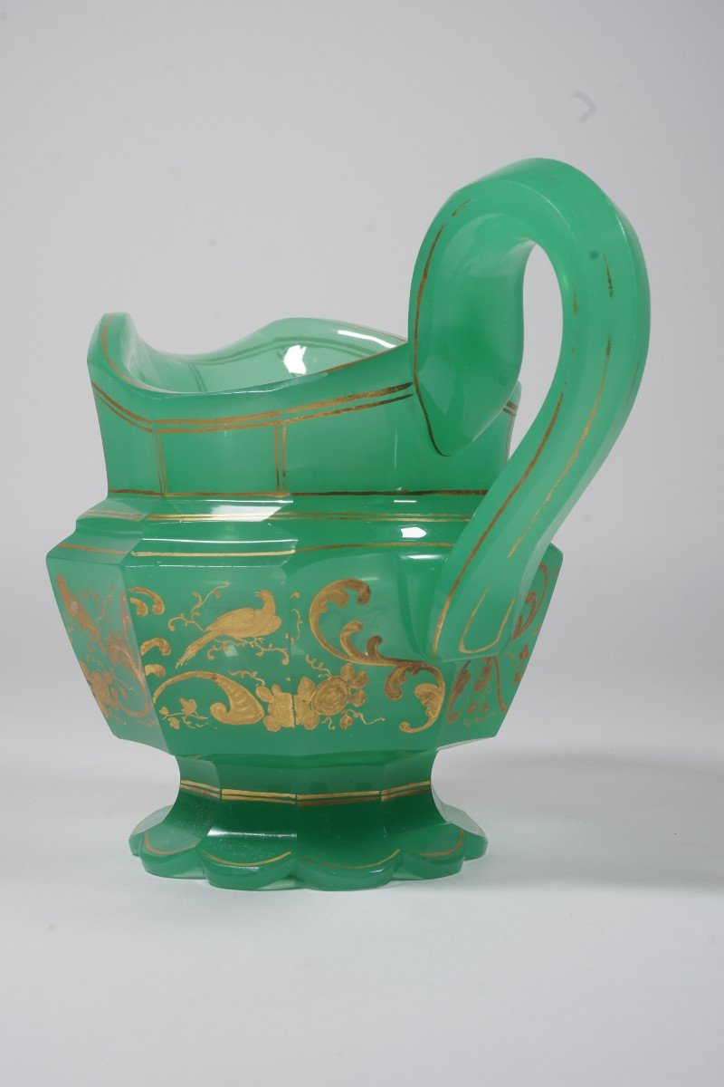 Milk Jug, Opaline Charles X Creamer, Green And Gold-photo-4