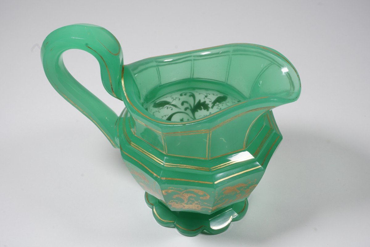 Milk Jug, Opaline Charles X Creamer, Green And Gold-photo-5