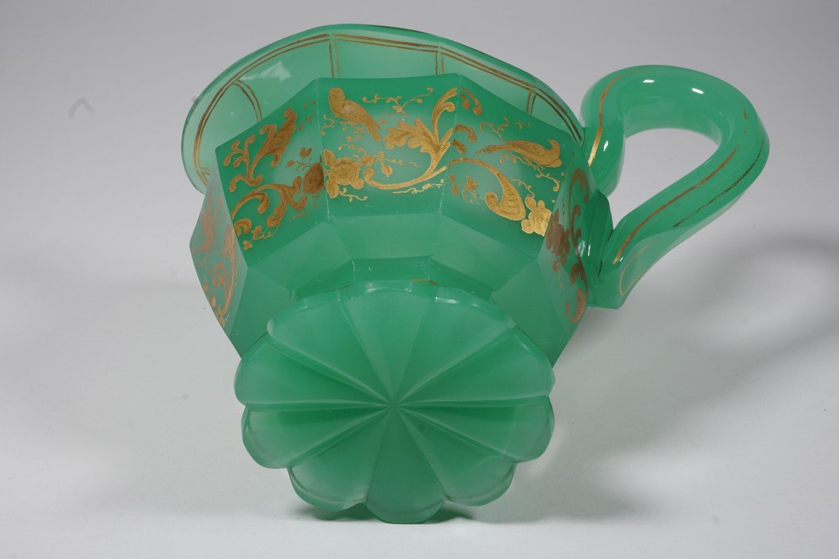 Milk Jug, Opaline Charles X Creamer, Green And Gold-photo-6