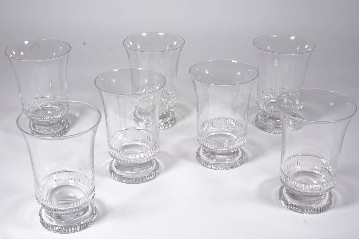 7 Saint Louis Crystal Wine Glasses, Tumblers By Jean Sala-photo-2