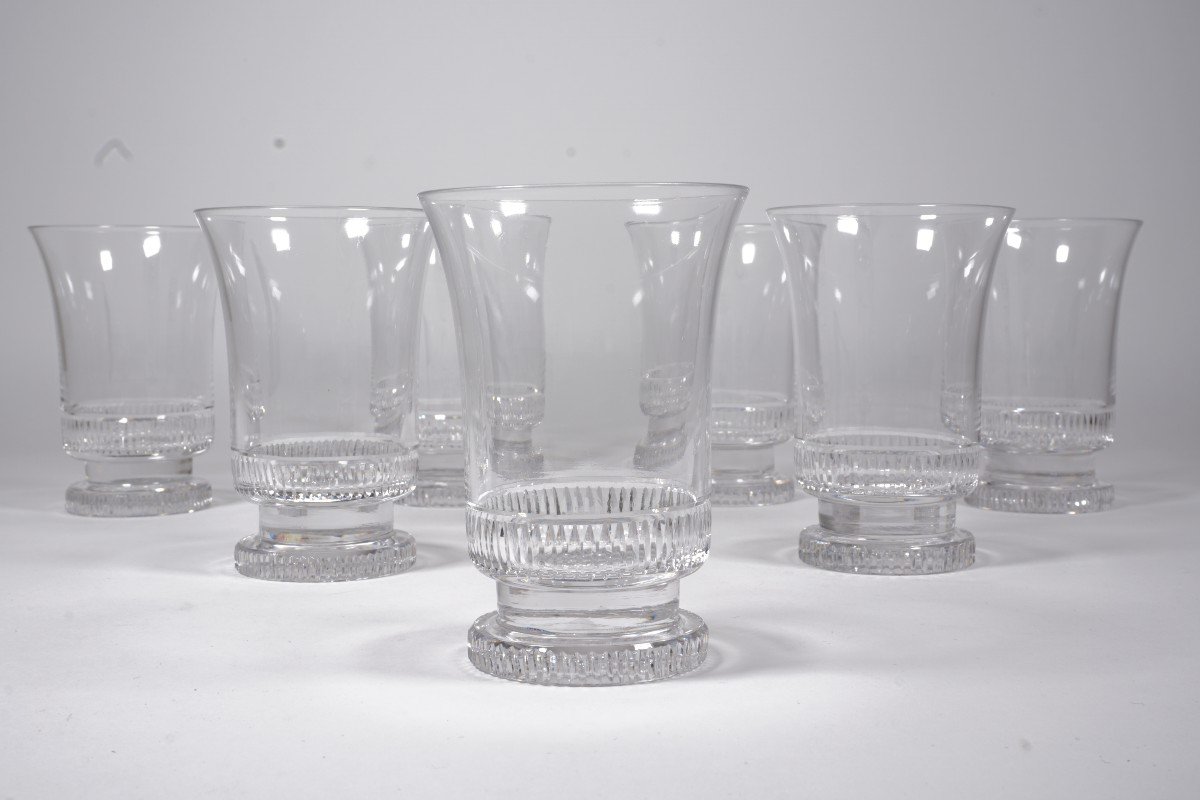 7 Saint Louis Crystal Wine Glasses, Tumblers By Jean Sala-photo-3