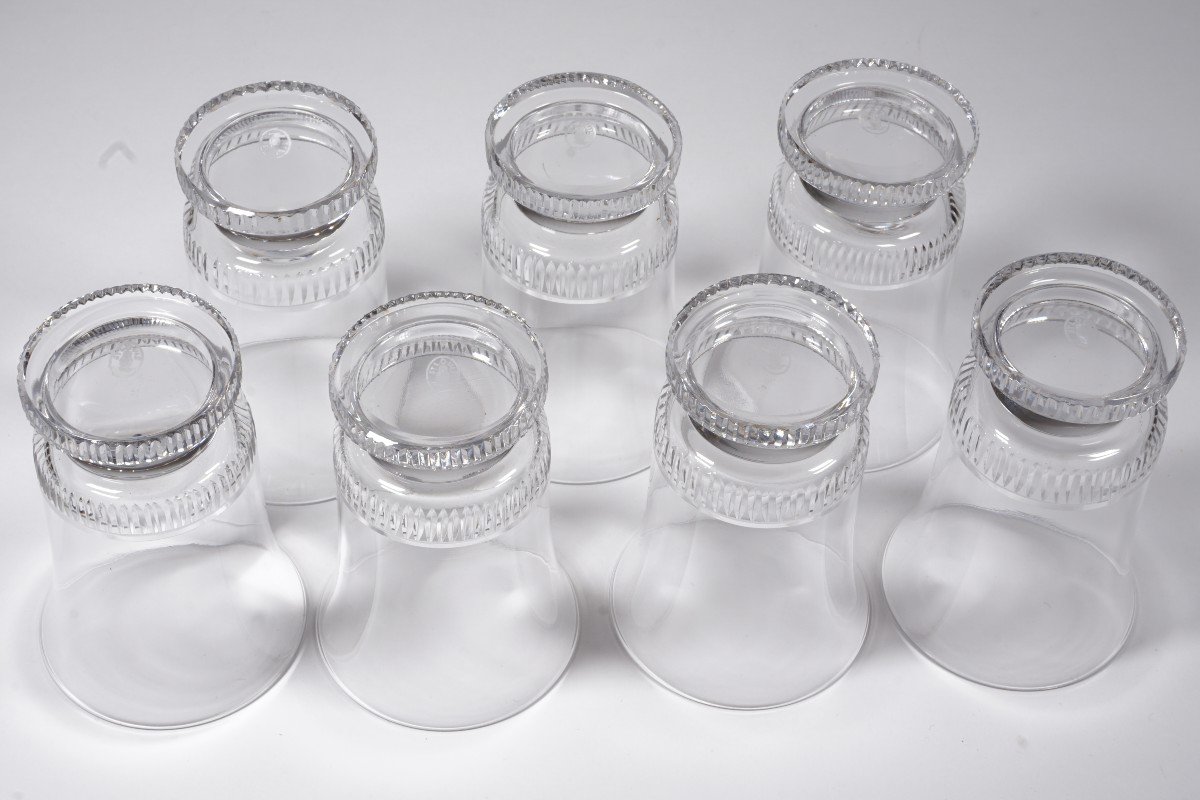 7 Saint Louis Crystal Wine Glasses, Tumblers By Jean Sala-photo-1