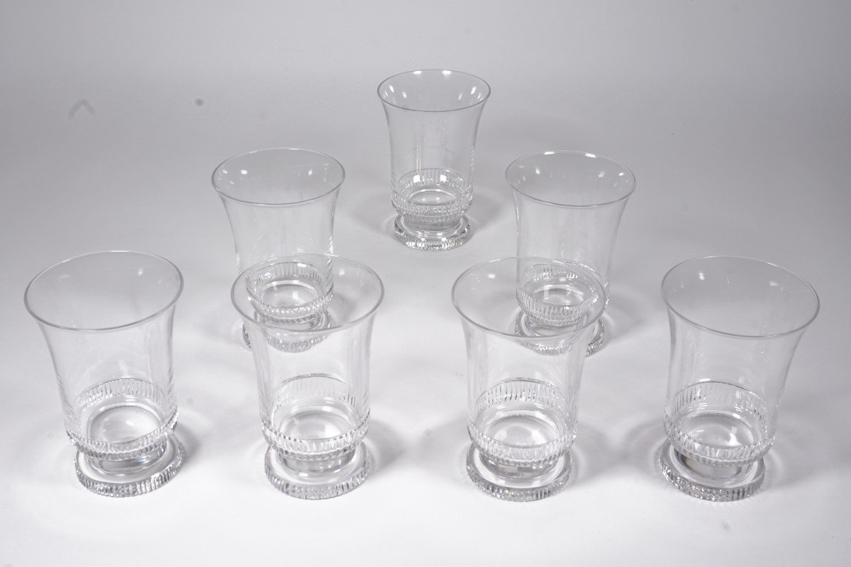 7 Saint Louis Crystal Wine Glasses, Tumblers By Jean Sala-photo-2