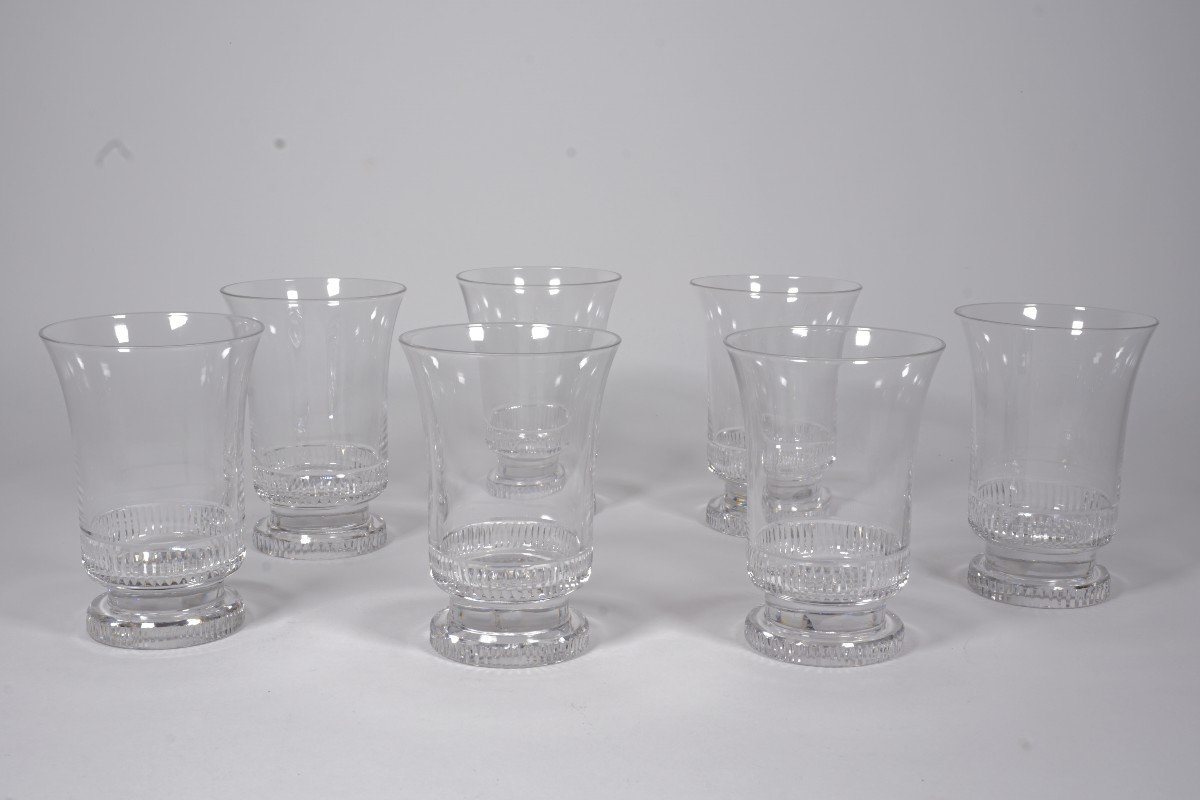 7 Saint Louis Crystal Wine Glasses, Tumblers By Jean Sala-photo-3