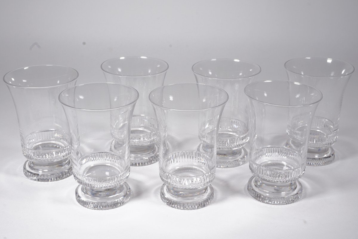 7 Saint Louis Crystal Wine Glasses, Tumblers By Jean Sala