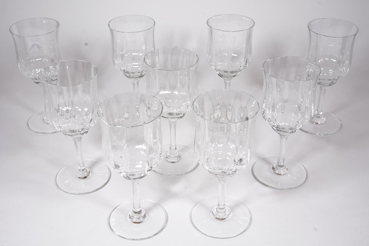 9 Wine Glasses N°4 Crystal Baccarat Capri-photo-1