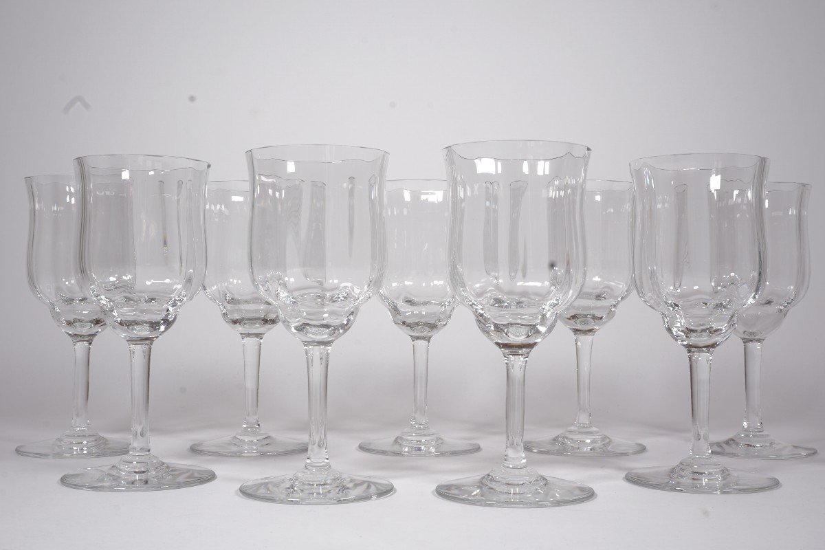 9 Wine Glasses N°4 Crystal Baccarat Capri