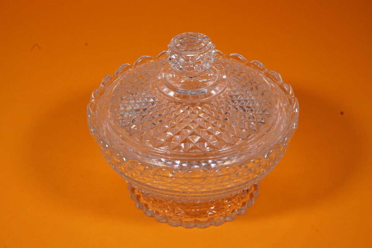 Baccarat Crystal Butter Dish, Sugar Bowl, Candy Dish, Diamants Biseaux-photo-2