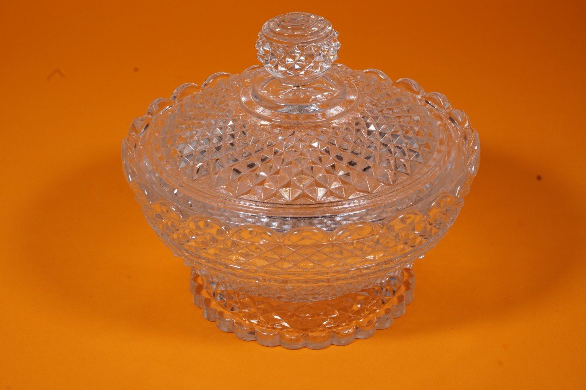 Baccarat Crystal Butter Dish, Sugar Bowl, Candy Dish, Diamants Biseaux-photo-4