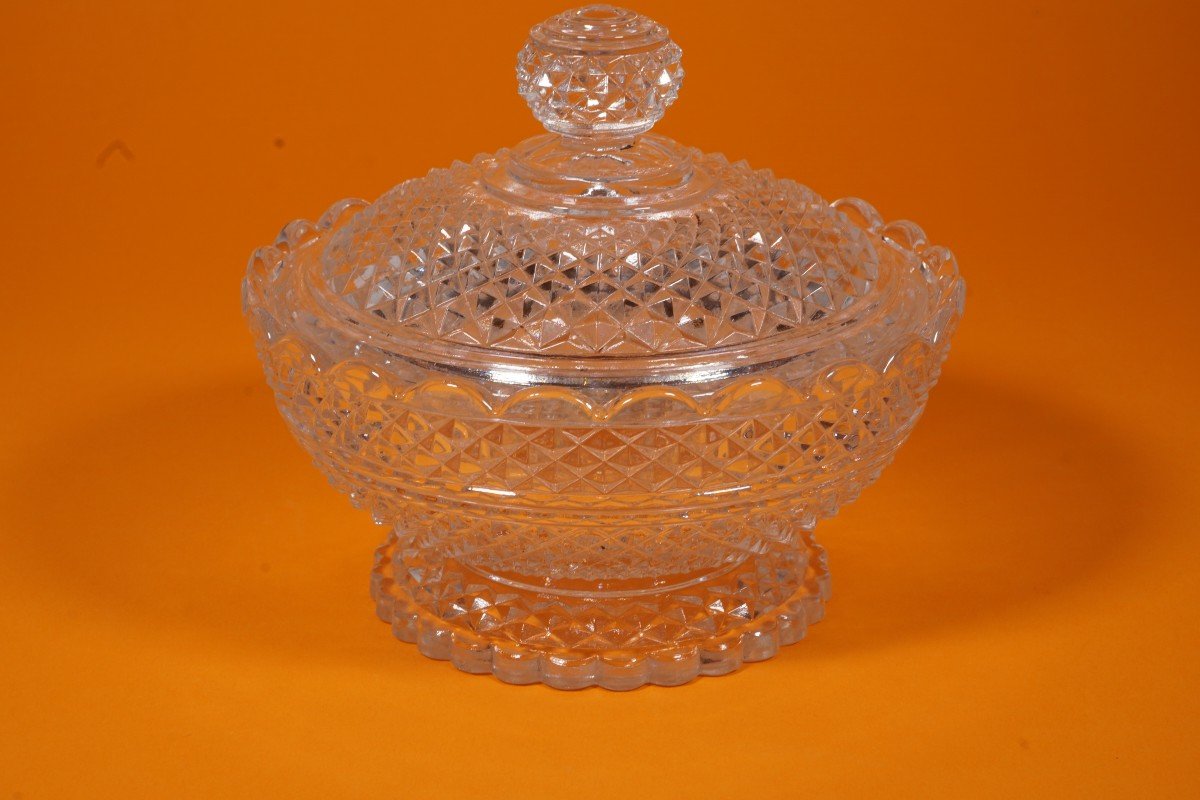 Beurrier, Sucrier, Bonbonniere Cristal Baccarat Diamants Biseaux-photo-2