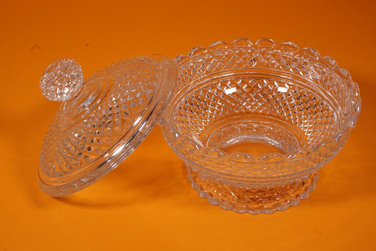 Baccarat Crystal Butter Dish, Sugar Bowl, Candy Dish, Diamants Biseaux-photo-5