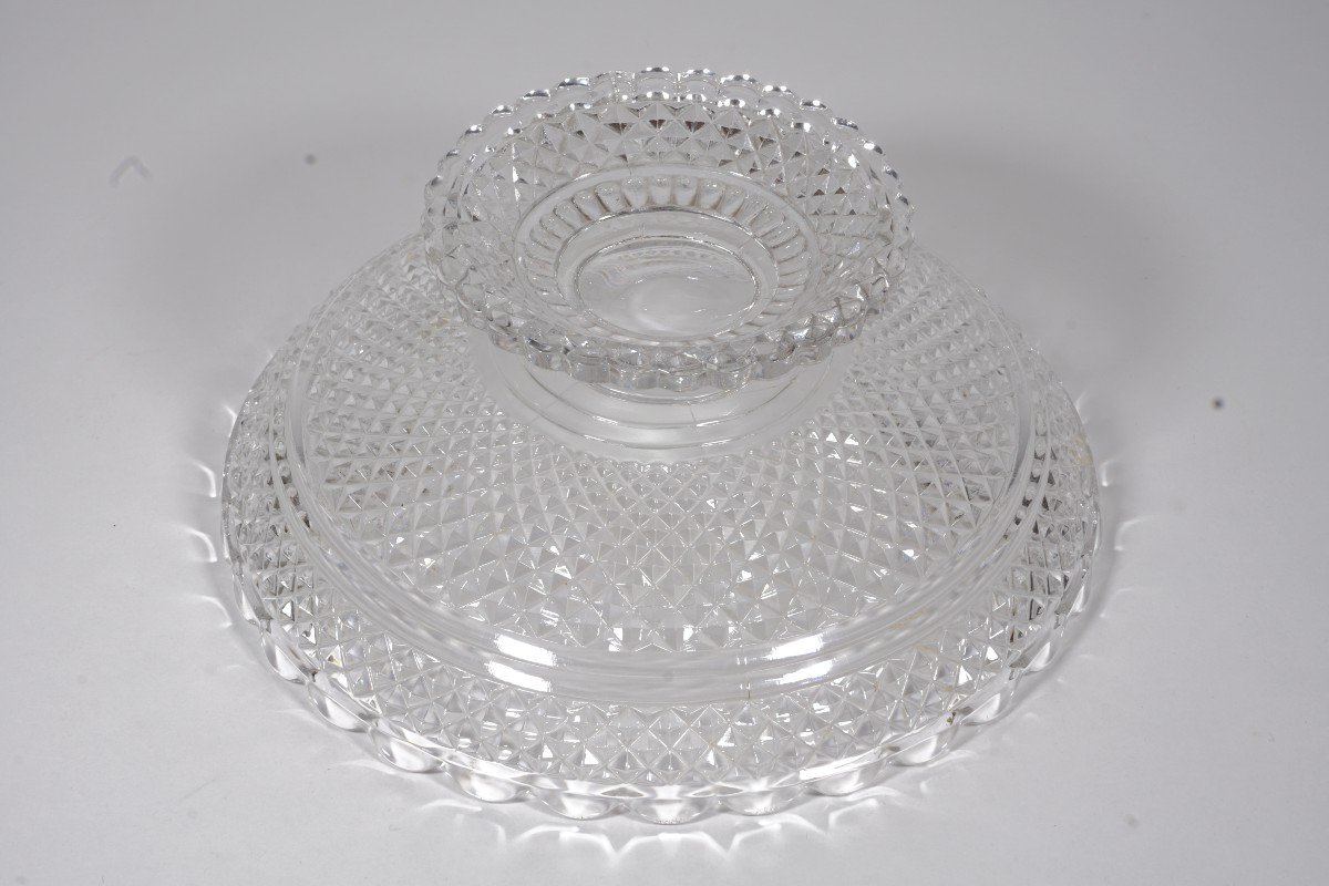 Baccarat Crystal Dessert Cup Moulé Diamants Biseaux-photo-2