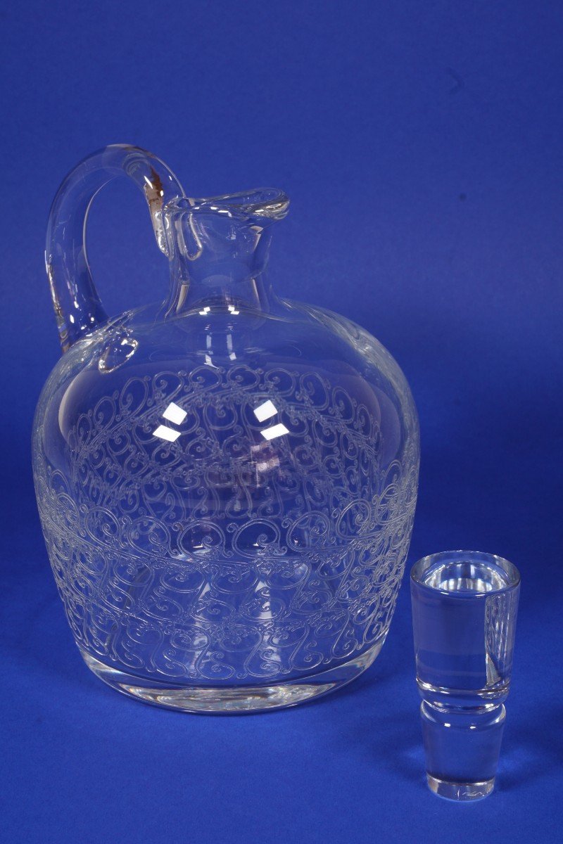 Whiskey Pitcher, Decanter With Handle, Baccarat Rohan Crystal-photo-2