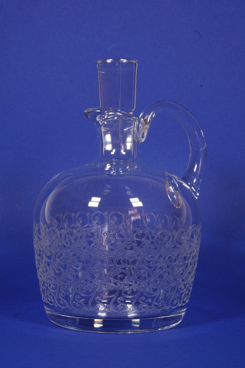 Whiskey Pitcher, Decanter With Handle, Baccarat Rohan Crystal