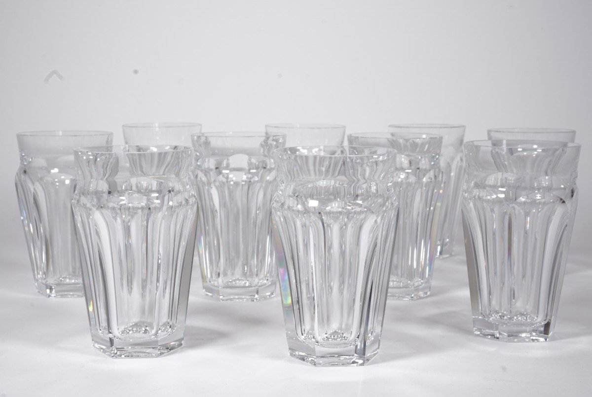 10 Gobelets, Verres Cristal Baccarat Talleyrand Harcourt-photo-1