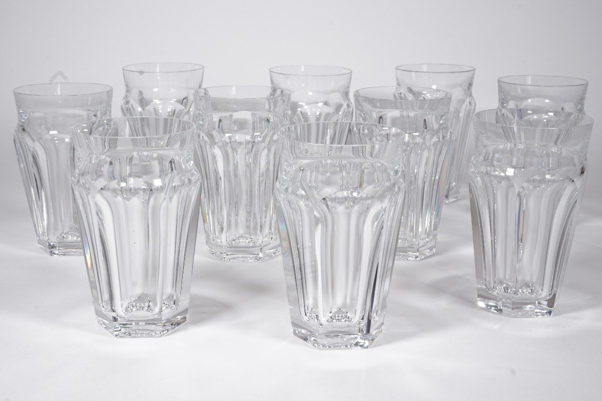 10 Gobelets, Verres Cristal Baccarat Talleyrand Harcourt