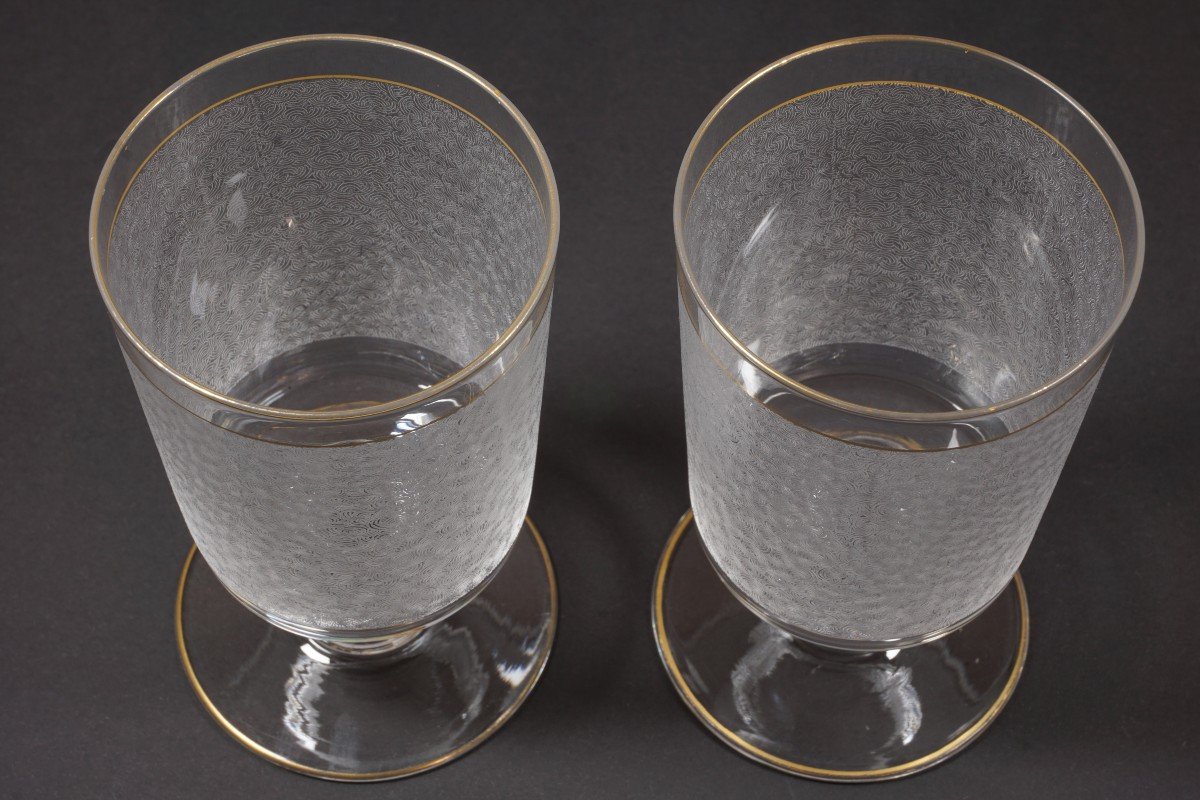 Pair Of Glasses, Old Saint Louis Crystal Goblets-photo-3