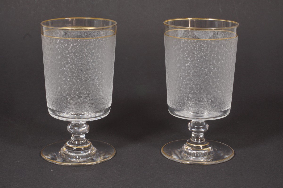 Pair Of Glasses, Old Saint Louis Crystal Goblets-photo-4