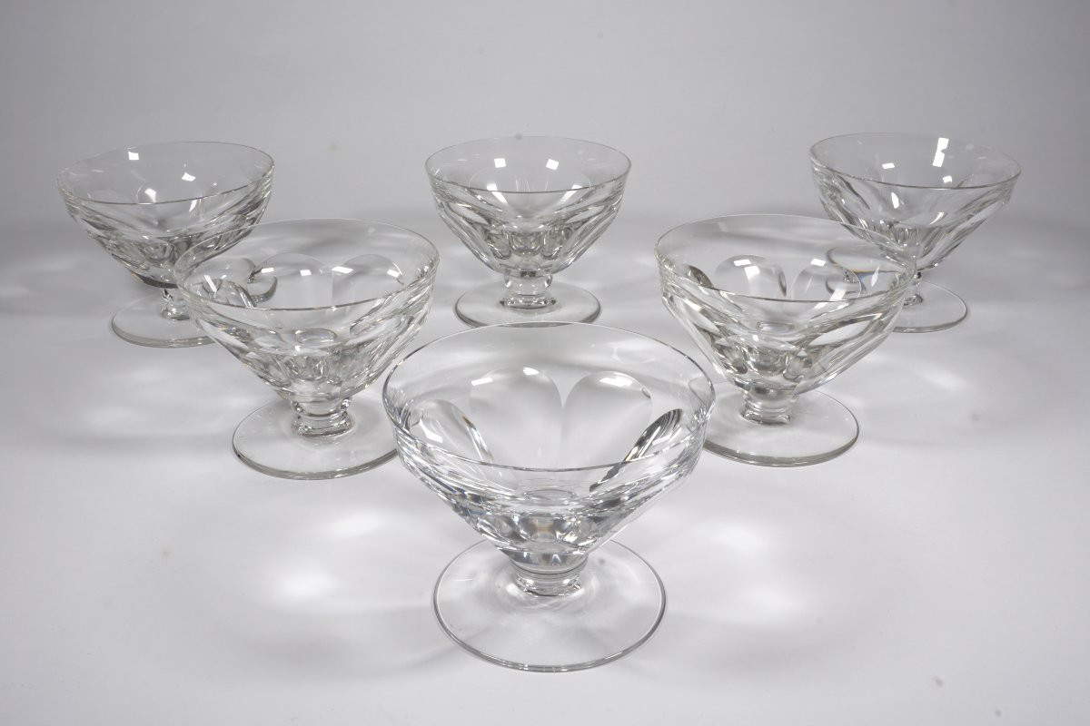 6 Baccarat Talleyrand , Harcourt Crystal Champagne Glasses-photo-3