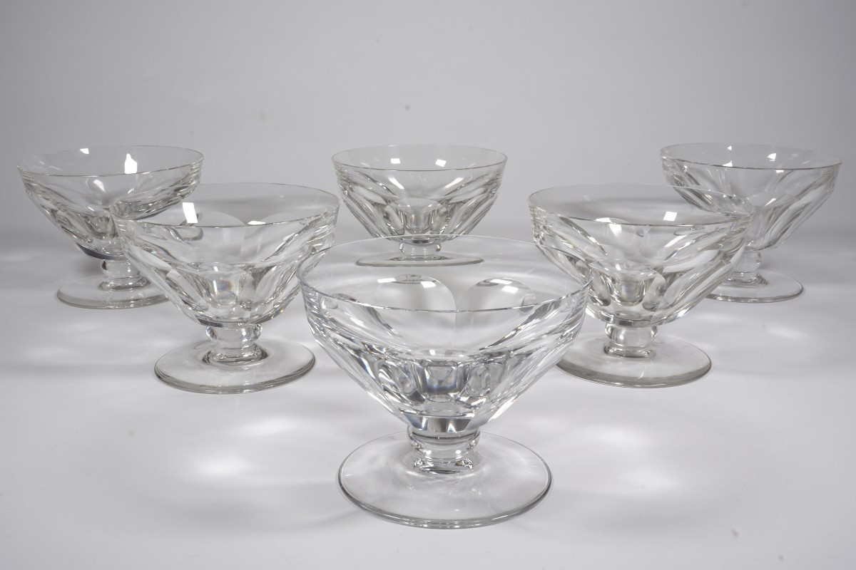 6 Baccarat Talleyrand , Harcourt Crystal Champagne Glasses