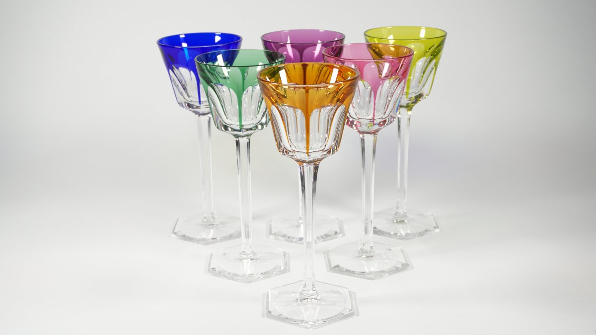 Série De 6 Verres à Vin Du Rhin (roëmer) Cristal Baccarat Modèle Harcourt-photo-2