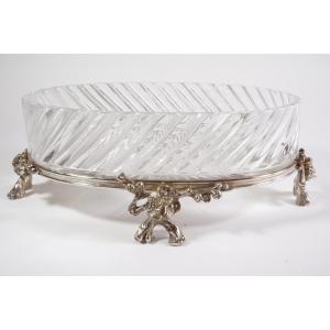 Coupe Jardinière cristal Baccarat et bronze Art Nouveau