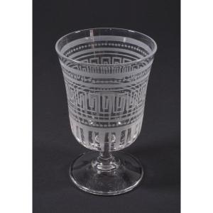 Verre, gobelet à pied cristal gravé XIX° Siècle