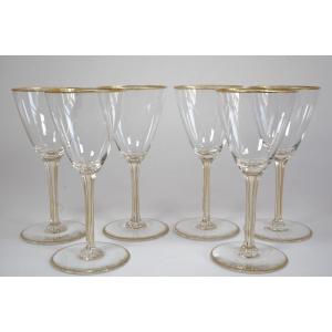 6  Golden Crystal  Wine Glasses Bohemia ?